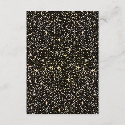 Night Stars Zwart Bruiloft Details Informatiekaartje (Achterkant)