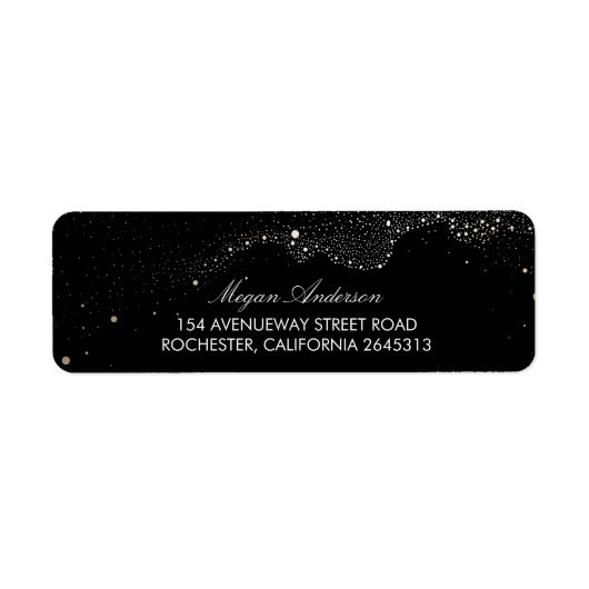 Night Stars Zwart Bruiloft Etiket (Voorkant)