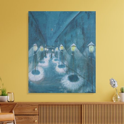 Night Street (Street By Night) (1922) Walter Grama Canvas Afdruk (Insitu (Woonkamer))