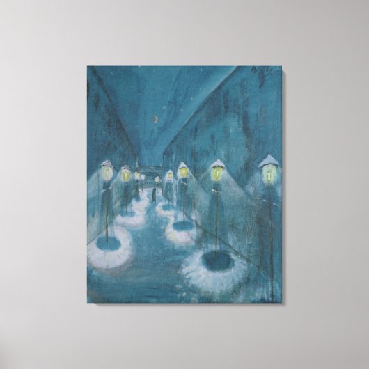 Night Street (Street By Night) (1922) Walter Grama Canvas Afdruk (Voorkant)