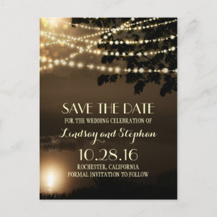 Night String Lights Elegant Save the Date briefkaa Aankondigingskaart
