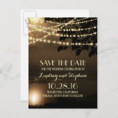 Night String Lights Elegant Save the Date briefkaa Aankondigingskaart (Voorkant / Achterkant)