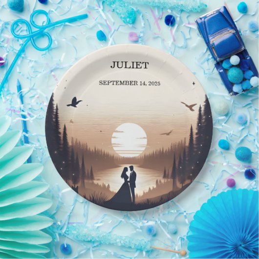 Night Sunset Moon Cloud Twilight Vrijgezellenfeest Papieren Bordje (Feest)