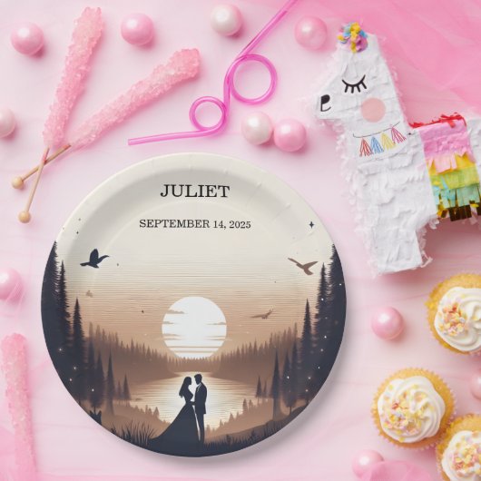 Night Sunset Moon Cloud Twilight Vrijgezellenfeest Papieren Bordje (Feest)