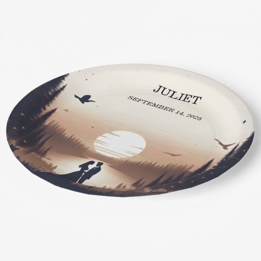 Night Sunset Moon Cloud Twilight Vrijgezellenfeest Papieren Bordje (Gekanteld)