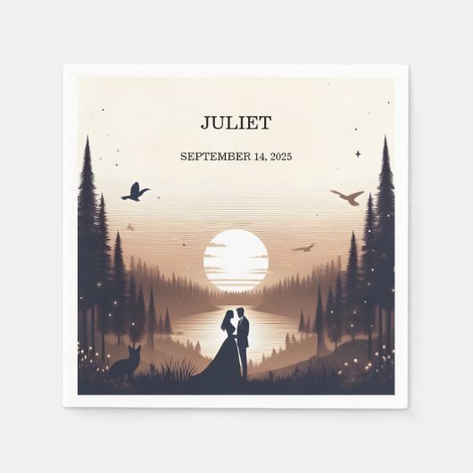 Night Sunset Moon Cloud Twilight Vrijgezellenfeest Servet (Voorkant)