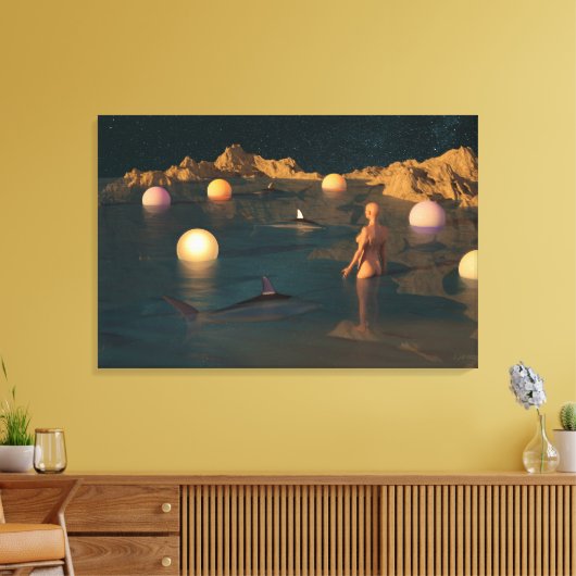Night Swimming Canvas Afdruk (Insitu (Woonkamer))