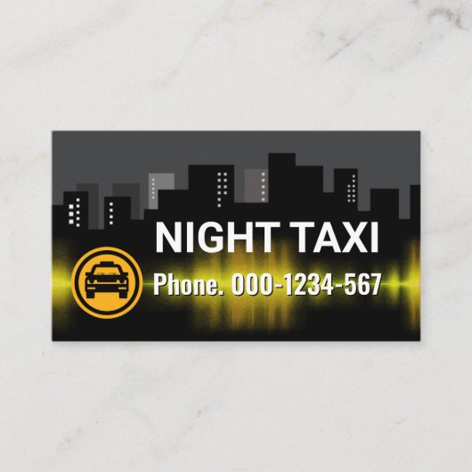 Night Taxi City Building Silhouette Visitekaartje (Voorkant)