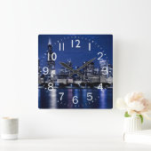 Night Time Chicago scène Vierkante Klok (Huis)