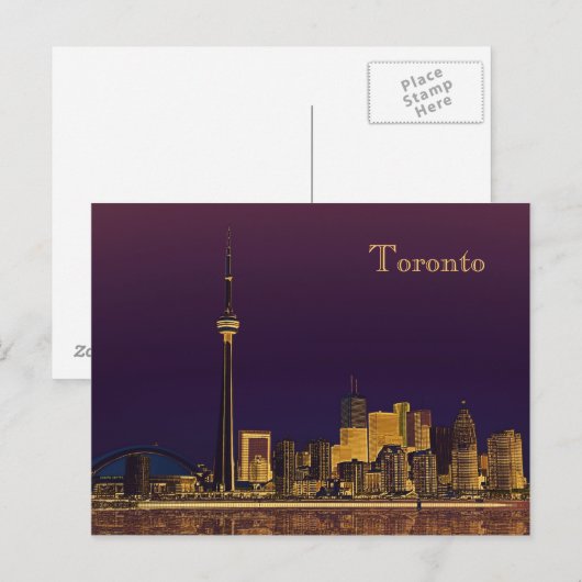 Night Toronto skyline briefkaart (Voorkant / Achterkant)