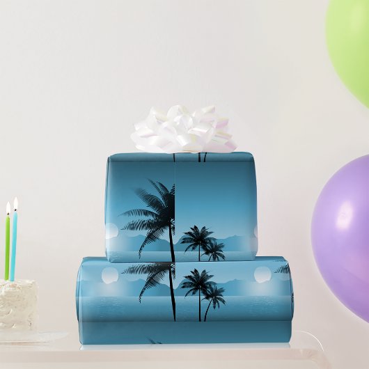 Night Tropical Schilderachtig Cadeaupapier