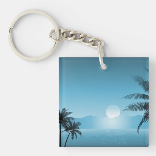 Night Tropical Schilderachtig Sleutelhanger (Voorkant)