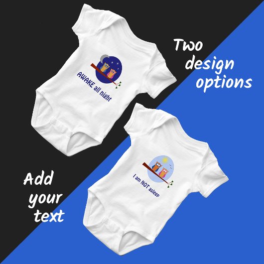 Night uilen grappige cartoon aangepaste tekst romper