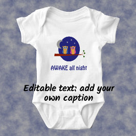 Night uilen grappige cartoon aangepaste tekst romper