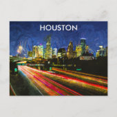 Night Uitzicht Houston Texas  Retro Reizen Briefkaart (Voorkant)