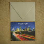 Night Uitzicht Houston Texas  Retro Reizen Briefkaart