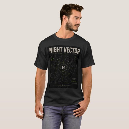 Night Vector | Grid Lock Signaal Mapping T-shirt (Voorkant volledig)