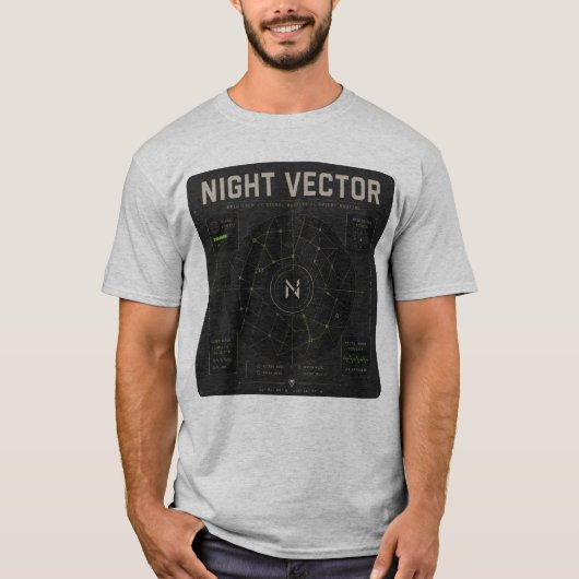 Night Vector | Grid Lock Signaal Mapping T-shirt (Voorkant)