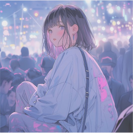 Night view | 東京娘 GenerartiveAI シール Sticker (Voorkant)