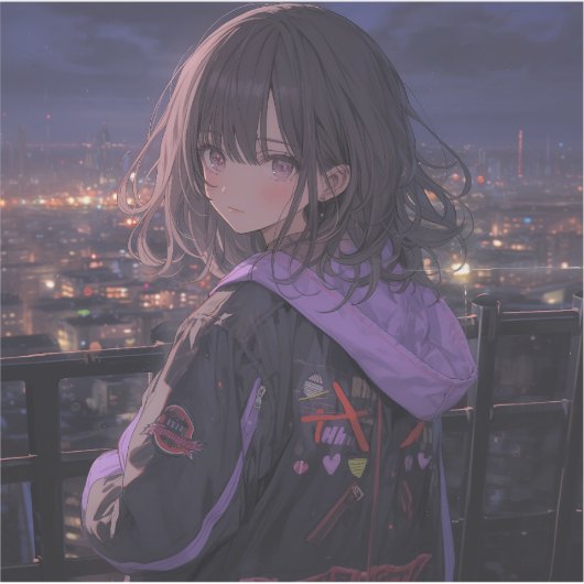 Night view | 東京娘 GenerartiveAI シール Sticker (Voorkant)
