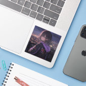 Night view | 東京娘 GenerartiveAI シール Sticker (Laptop met iPhone)
