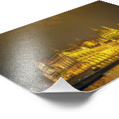 Night View, Hungarian Parliament, Budapest Hungary Foto Afdruk (Hoek)