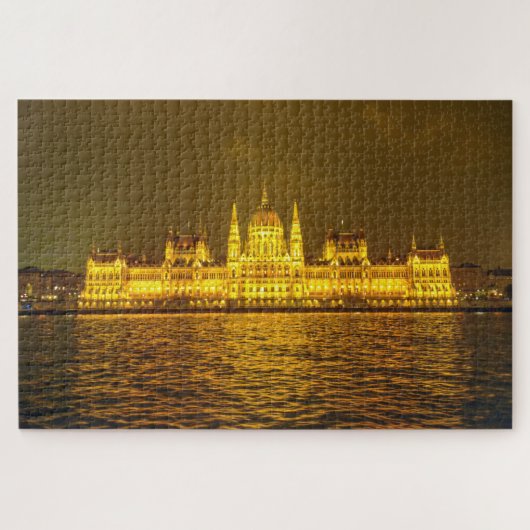 Night View, Hungarian Parliament, Budapest Hungary Legpuzzel (Horizontaal)