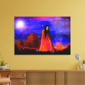 Night Watch - Native American Canvas Afdruk (Insitu (Woonkamer))