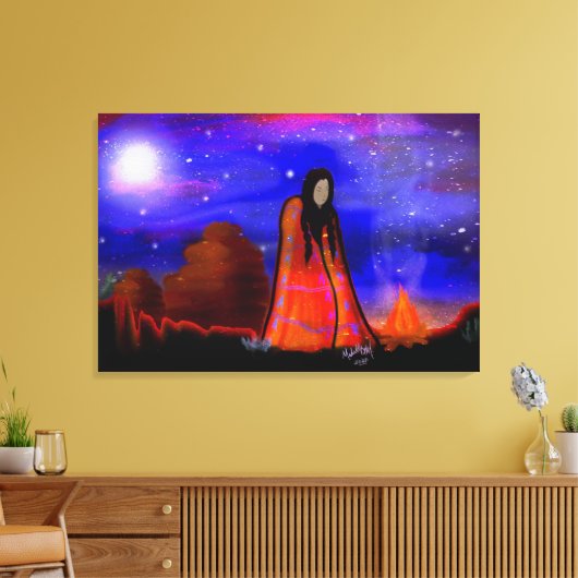 Night Watch - Native American Canvas Afdruk (Insitu (Woonkamer))