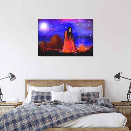 Night Watch - Native American Canvas Afdruk (Insitu (Slaapkamer))