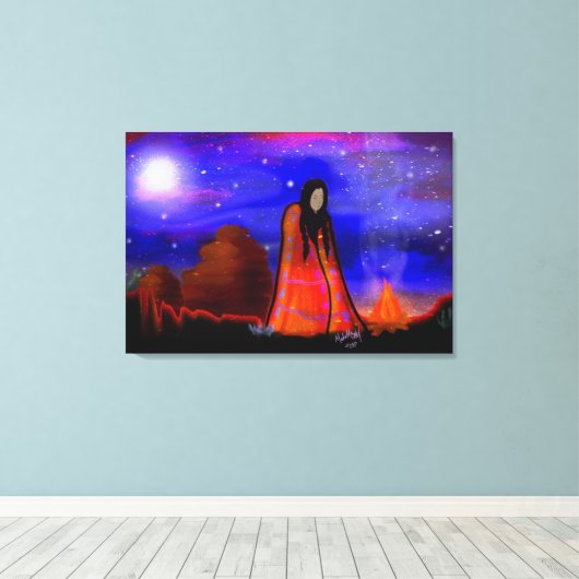 Night Watch - Native American Canvas Afdruk (Insitu (Houten vloer))