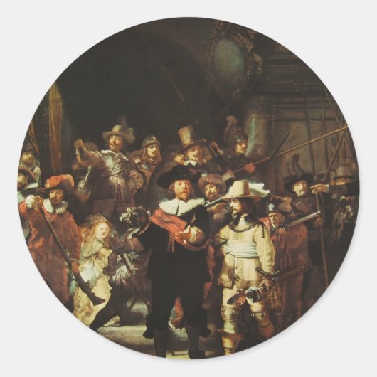 Night Watch Ronde Sticker (Voorkant)