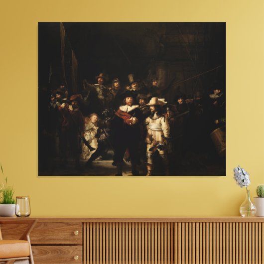 Night Watch van Rembrandt Canvas Afdruk (Insitu (Woonkamer))