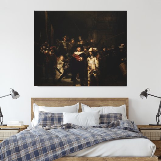 Night Watch van Rembrandt Canvas Afdruk (Insitu (Slaapkamer))