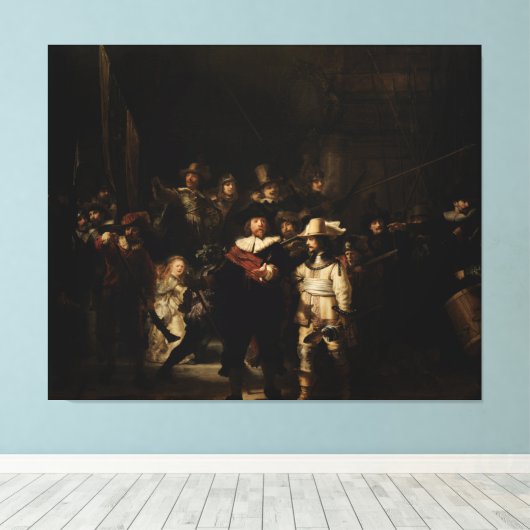 Night Watch van Rembrandt Canvas Afdruk (Insitu (Houten vloer))