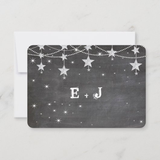 Night Wedding Chalkboard onder de sterren RSVP (Achterkant)