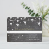 Night Wedding Chalkboard onder de sterren RSVP Kaartje (Staand voorkant)