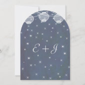 Night Wedding Navy & Silver Lantern Stars Garland Kaart (Achterkant)