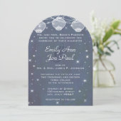 Night Wedding Navy & Silver Lantern Stars Garland Kaart (Staand voorkant)