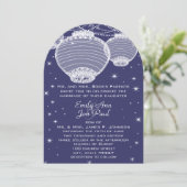 Night Wedding Navy & Silver Lantern Stars Garland Kaart (Staand voorkant)