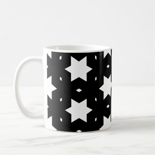 Night White Black Star Shape Pattern Koffiemok (Links)