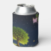 Night Willow Tree met vlinders en vuurvliegjes Blikjeskoeler (Blikje Voorkant)