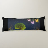 Night Willow Tree met vlinders en vuurvliegjes Lichaamskussen (Achterkant)