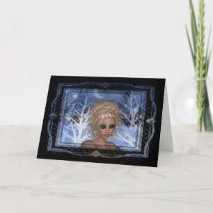 Night Wintertime Elf Design Feestdagen Kaart