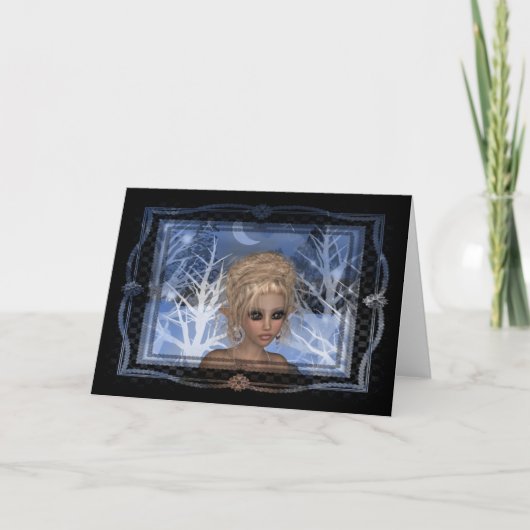 Night Wintertime Elf Design Feestdagen Kaart (Voorkant)