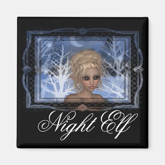 Night Wintertime Elf Design Magneet (Voorkant)