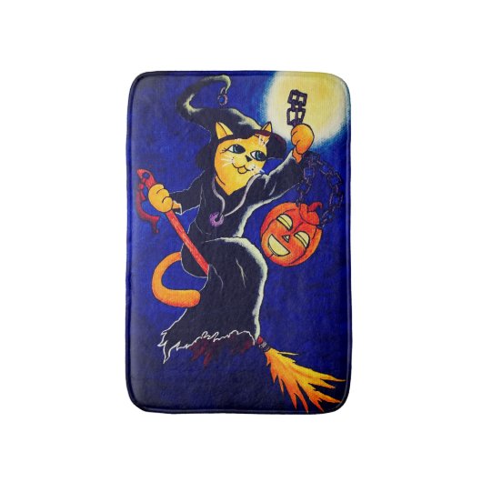 Night Witch Cat Badmat (Voorkant Verticaal)