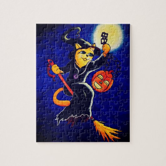Night Witch Cat Legpuzzel (Verticaal)