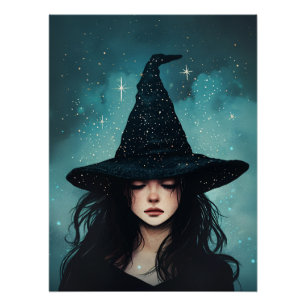 Night Witch Whimsical Halloween Perfect Poster