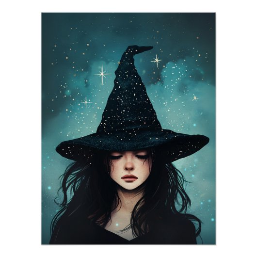 Night Witch Whimsical Halloween Perfect Poster (Voorkant)